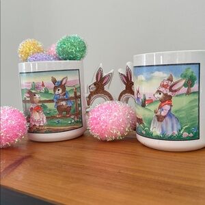 Vintage Easter Bunny Mugs – Cottagecore Spring Collectible 🐰🌸